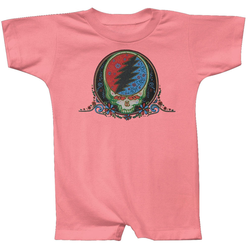 Grateful Dead - Stealie Calaveras Pink Infant Romper Infant Rompers Grateful Dead