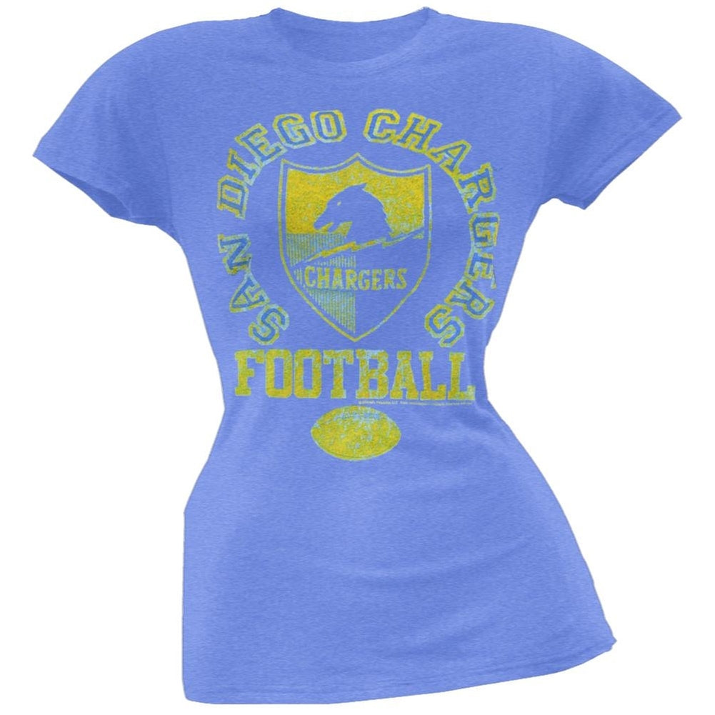 San Diego Chargers - Vintage Flock Logo Juniors T-Shirt Juniors T-Shirts San Diego Chargers LG Blue