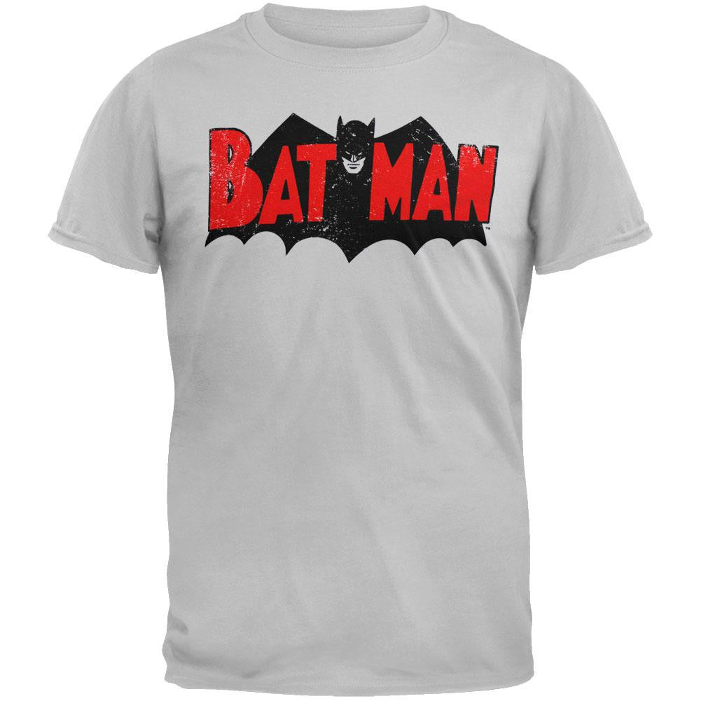 Batman Vintage Logo Youth T-Shirt - Light Grey Youth T-Shirts Batman SM Grey