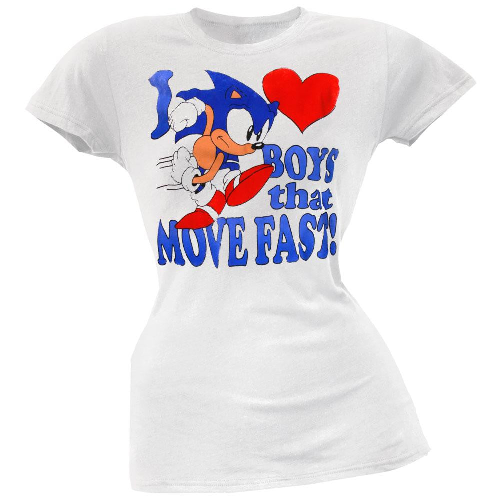 Sonic The Hedgehog - Fast Juniors T-Shirt Juniors T-Shirts Sonic the Hedgehog LG White