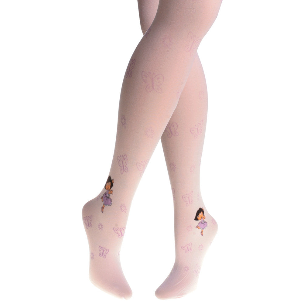 Dora The Explorer - Butterflies Lavender Girls Fashion Tights Youth Tights Dora The Explorer 10 Purple