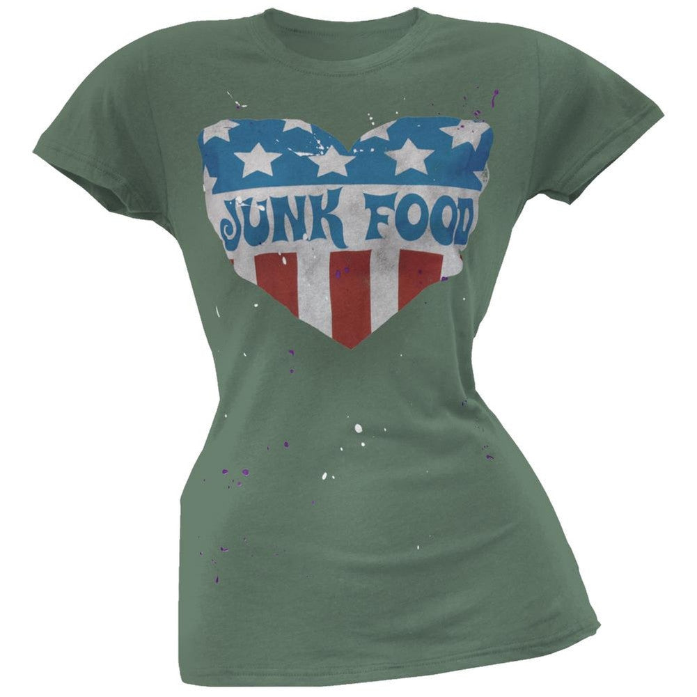 Junk Food - Logo Splatter Juniors T-Shirt Juniors T-Shirts Old Glory