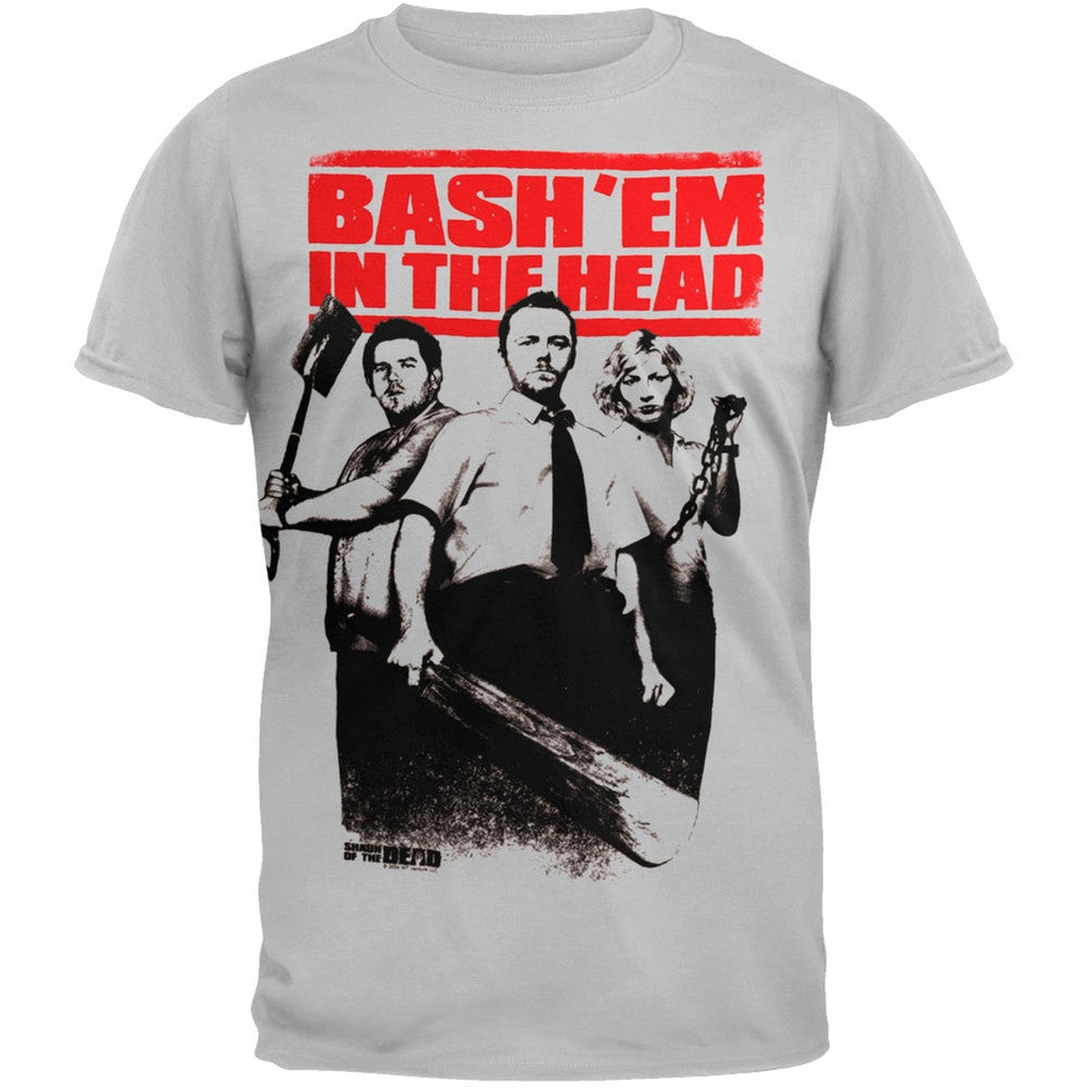 Shaun Of The Dead - Bash 'Em T-Shirt Men's T-Shirts Shaun of the Dead SM Grey