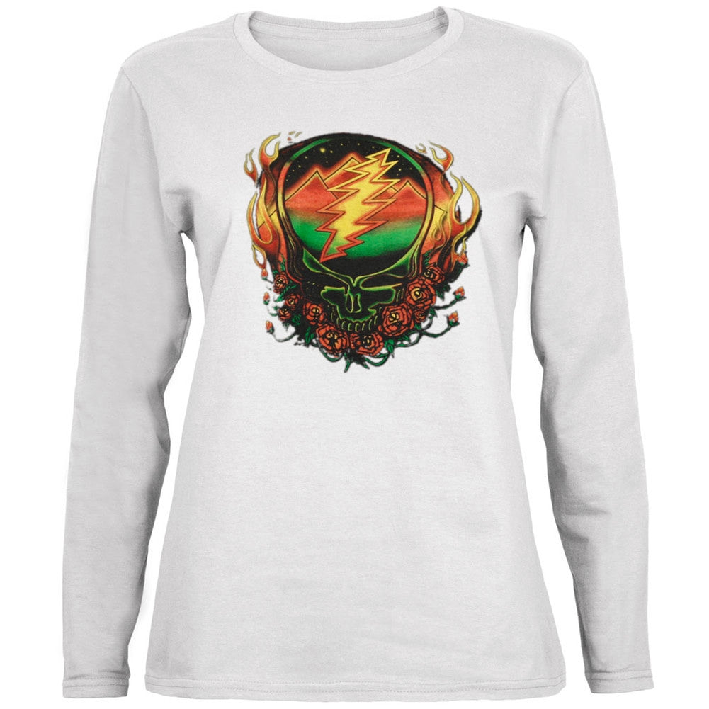 Grateful Dead - Scarlet SYF White Juniors Long Sleeve T-Shirt Juniors Long Sleeves Grateful Dead