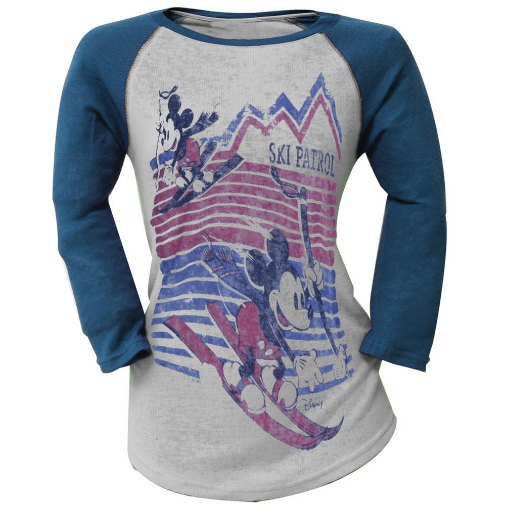 Mickey Mouse - Ski Patrol Juniors Raglan Juniors Raglans Mickey Mouse LG White