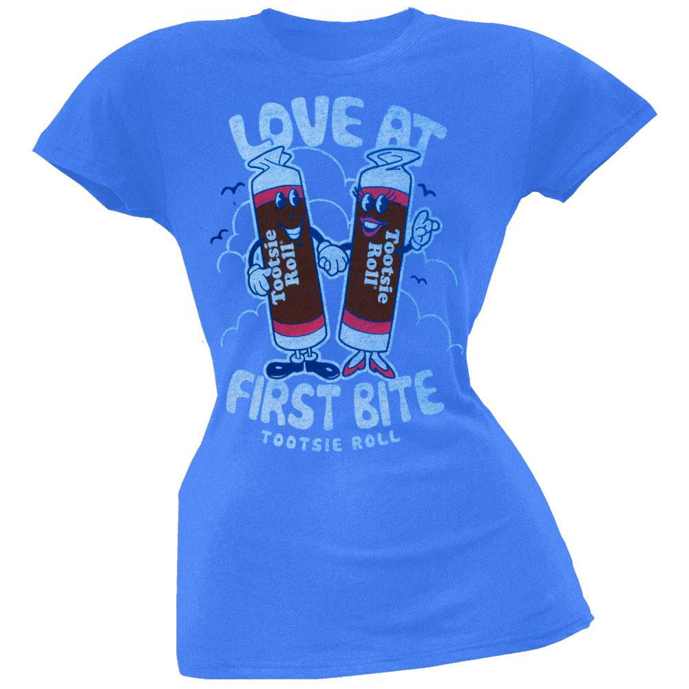 Tootsie Roll - Love At First Bite Juniors T-Shirt Juniors T-Shirts Tootsie LG Blue
