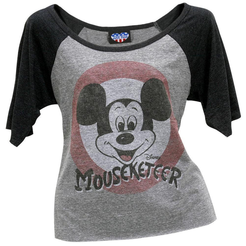 Mickey Mouse - Mouseketeer Juniors Raglan Juniors Raglans Mickey Mouse LG Grey