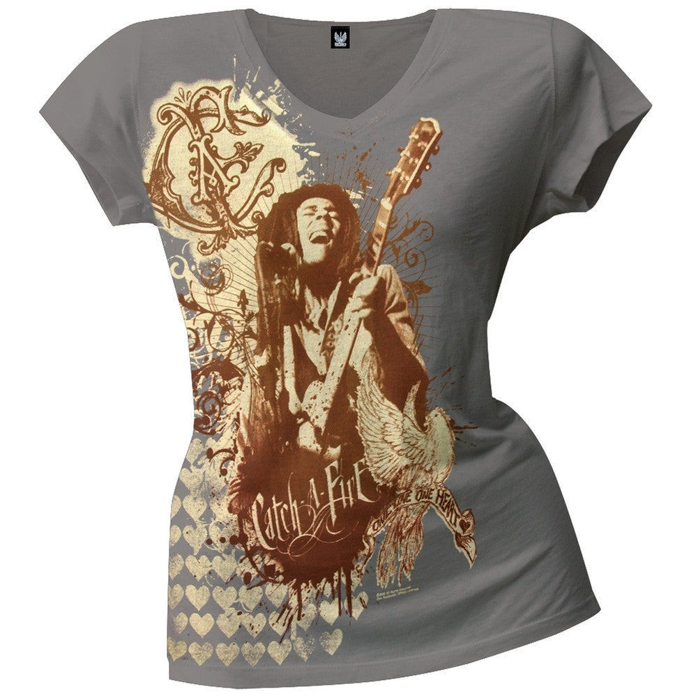 Bob Marley - Hearts Juniors T-shirt Juniors T-Shirts Bob Marley SM Grey