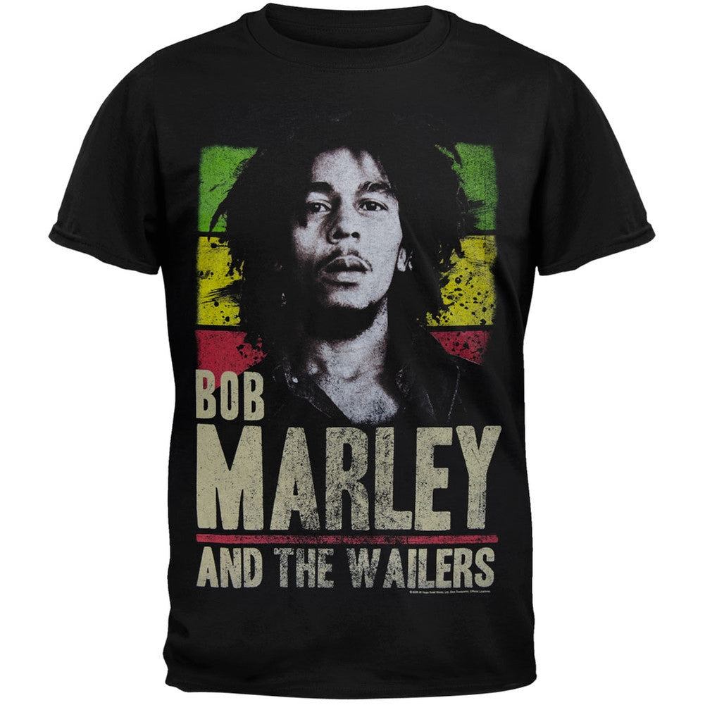 Bob Marley - Wailers Rasta Stripe T-Shirt Men's T-Shirts Bob Marley SM Black