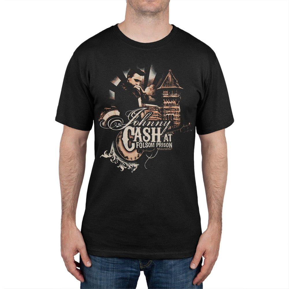 Johnny Cash - Johnny At Folsom Prison T-Shirt Men's T-Shirts Johnny Cash 2XL Black