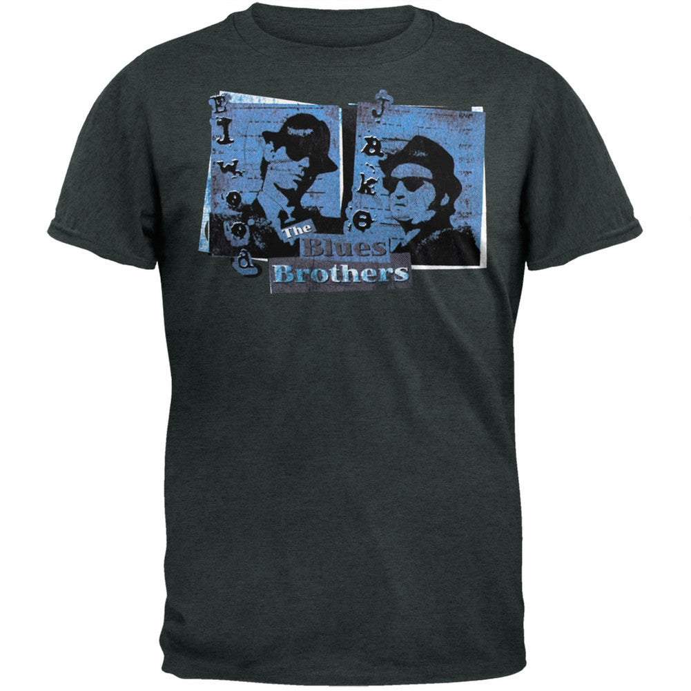 Blues Brothers - Mugshot Soft T-Shirt Men's T-Shirts Blues Brothers SM Grey
