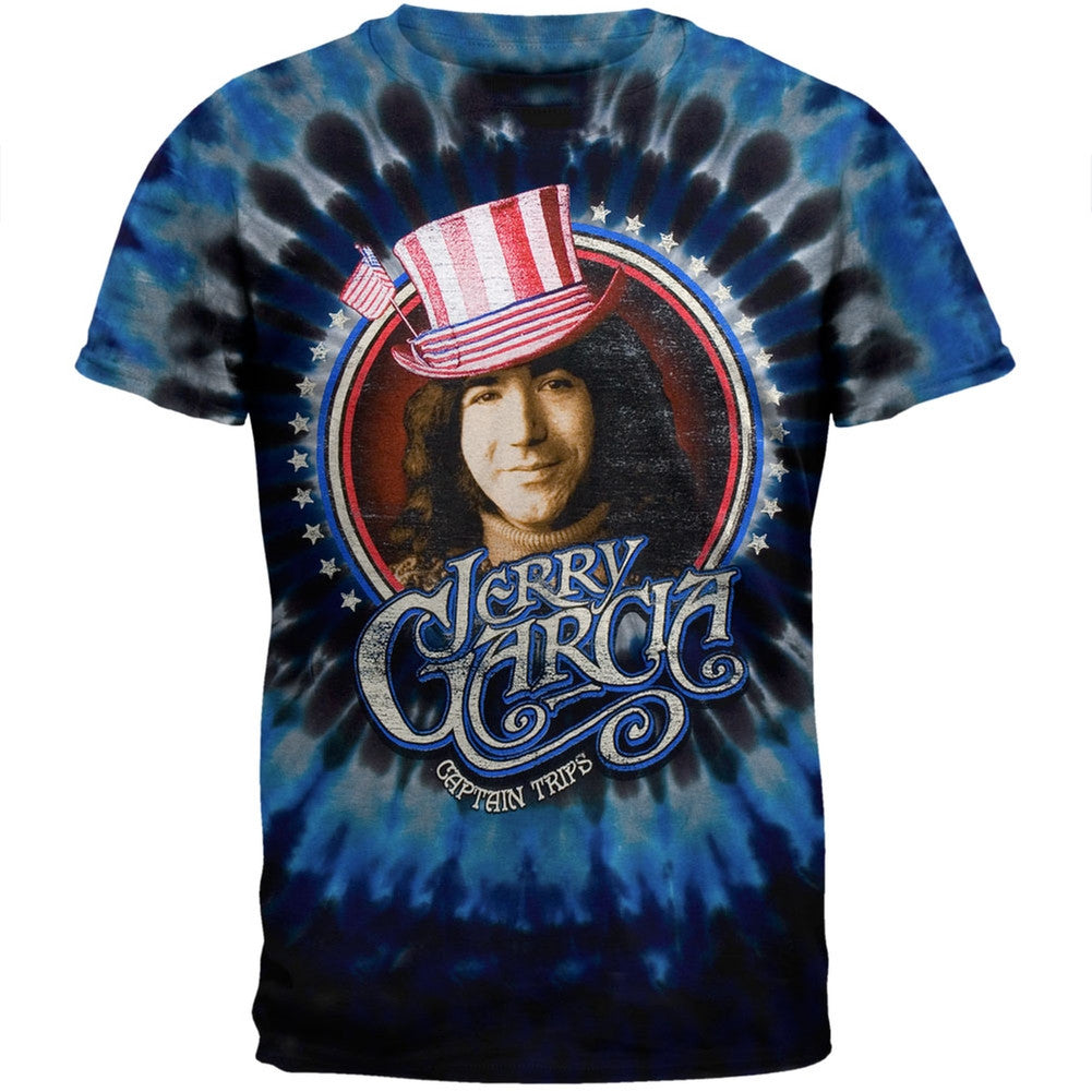Jerry Garcia - Captain Trips Blue Tie Dye T-Shirt Men's T-Shirts Jerry Garcia SM Dark Blue