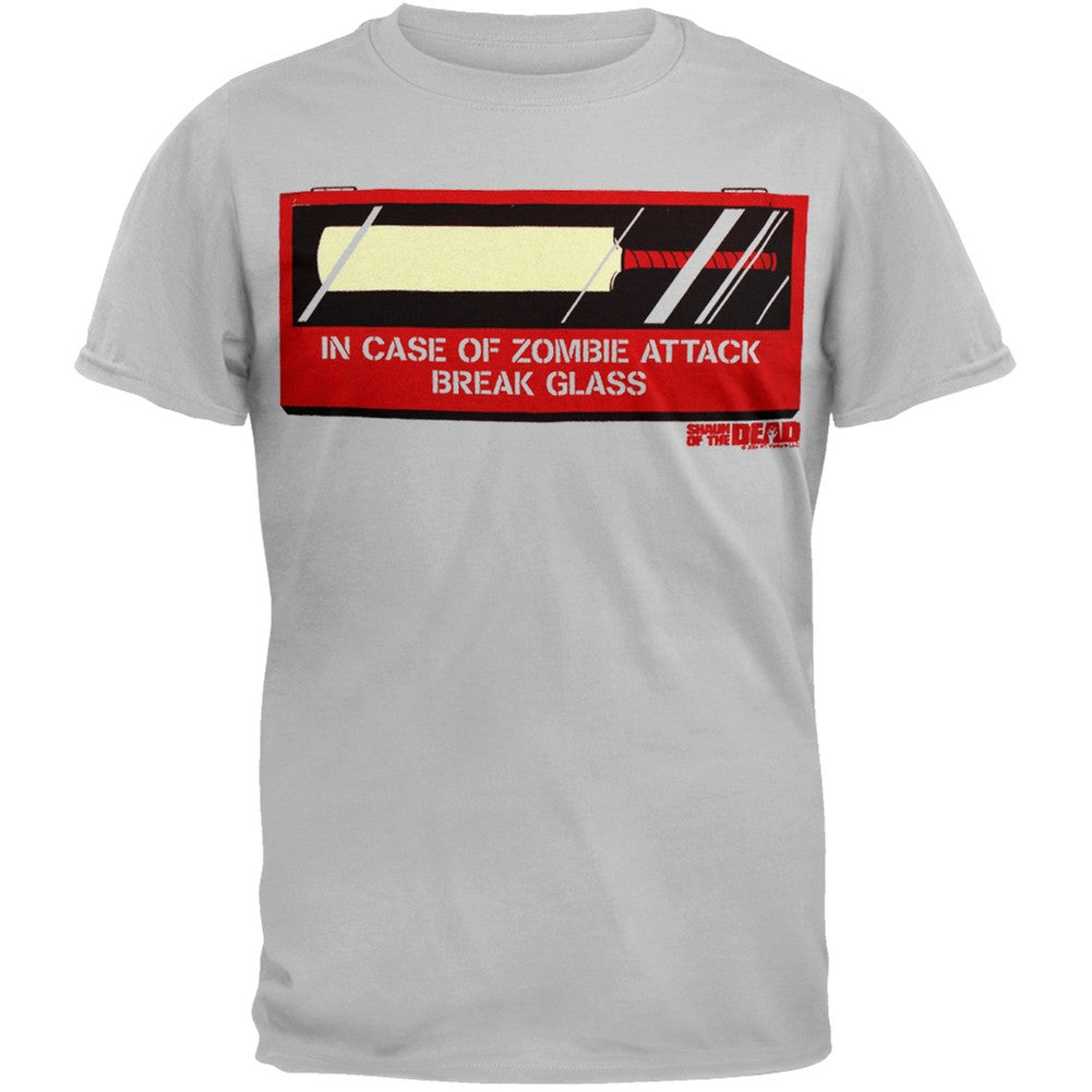 Shaun Of The Dead - In Case Of Zombie Attack T-Shirt Men's T-Shirts Shaun of the Dead SM Grey