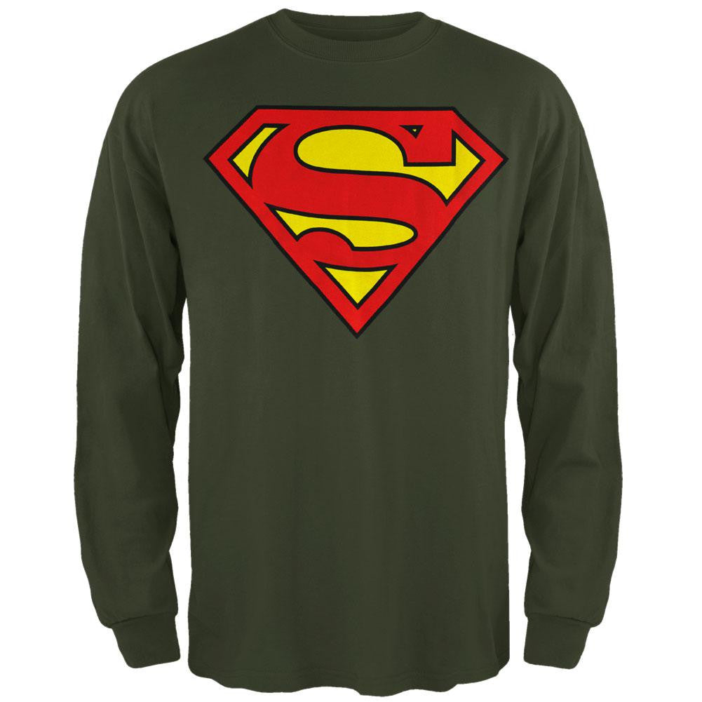 Superman - Shield Logo Moss Long Sleeve T-Shirt Men's Long Sleeves Superman LG Green