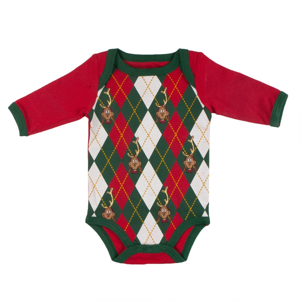 Dr. Seuss - Max Argyle Long Sleeve Baby One Piece Baby One Piece Dr. Seuss 0-3M Red