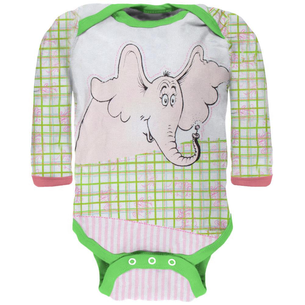 Dr. Seuss - Fun Horton Long Sleeve Baby One Piece Baby One Piece Dr. Seuss 0-3M Green