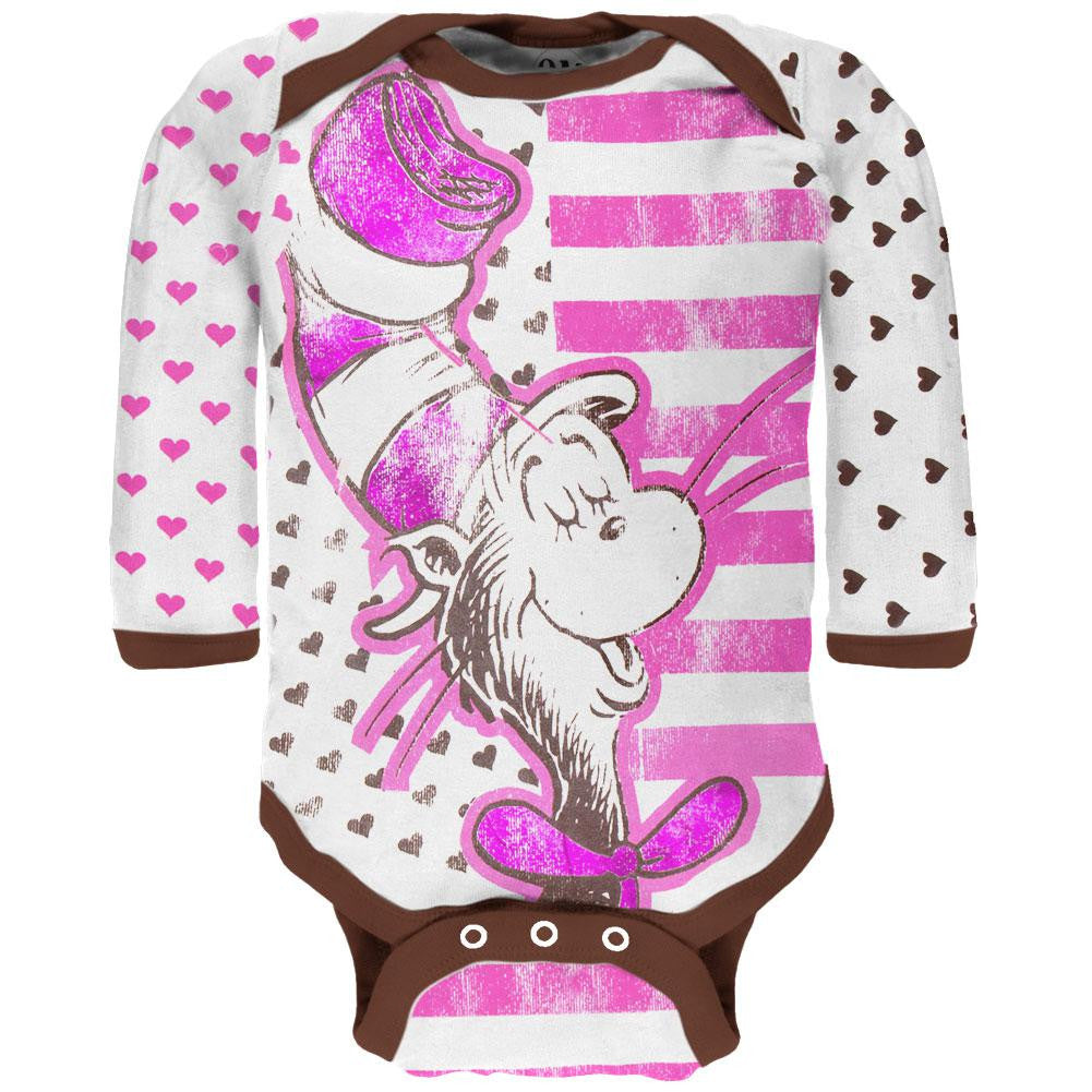 Dr. Seuss - Cats Speak Long Sleeve Baby One Piece Baby One Piece Dr. Seuss 0-3M White