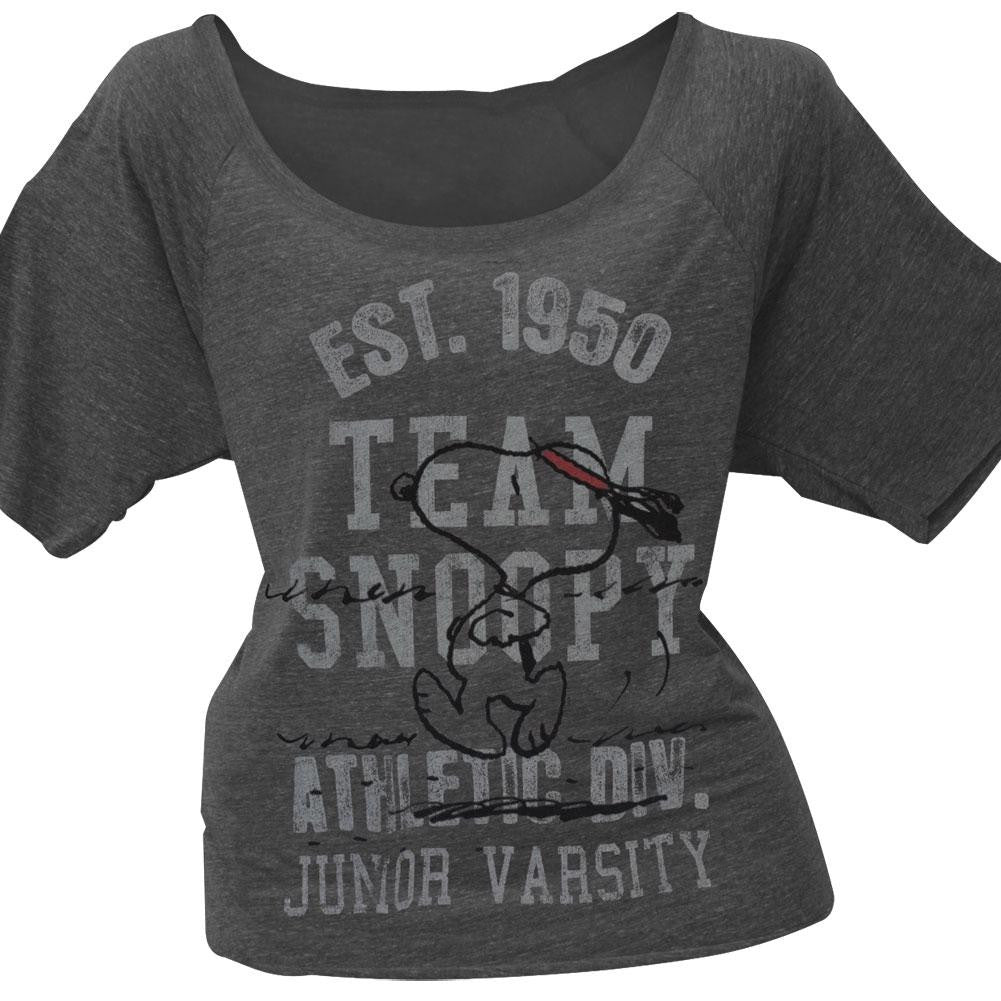 Peanuts - Team Snoopy Juniors T-Shirt Juniors T-Shirts Peanuts LG Grey