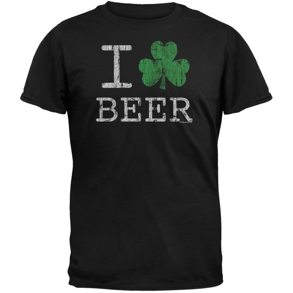 I Shamrock Beer Black T-Shirt Men's T-Shirts Old Glory SM Black