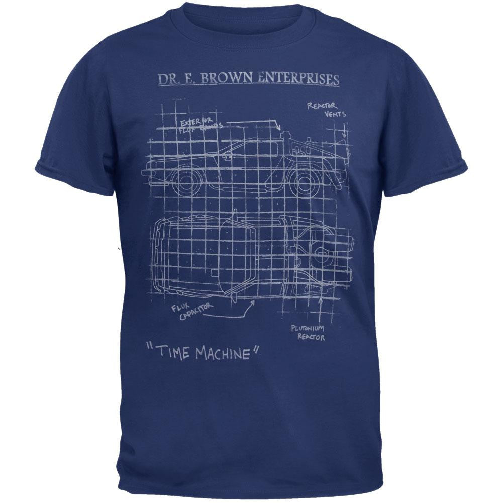 Back To The Future - Schematic Soft T-Shirt Men's T-Shirts Back To The Future SM Blue