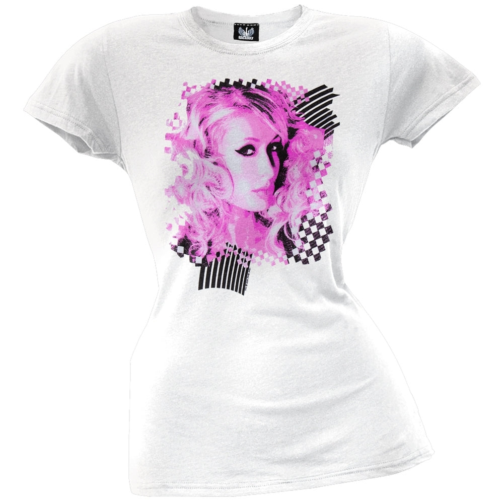 Paris Hilton - Pink & Black Juniors T-Shirt Juniors T-Shirts Paris Hilton LG White