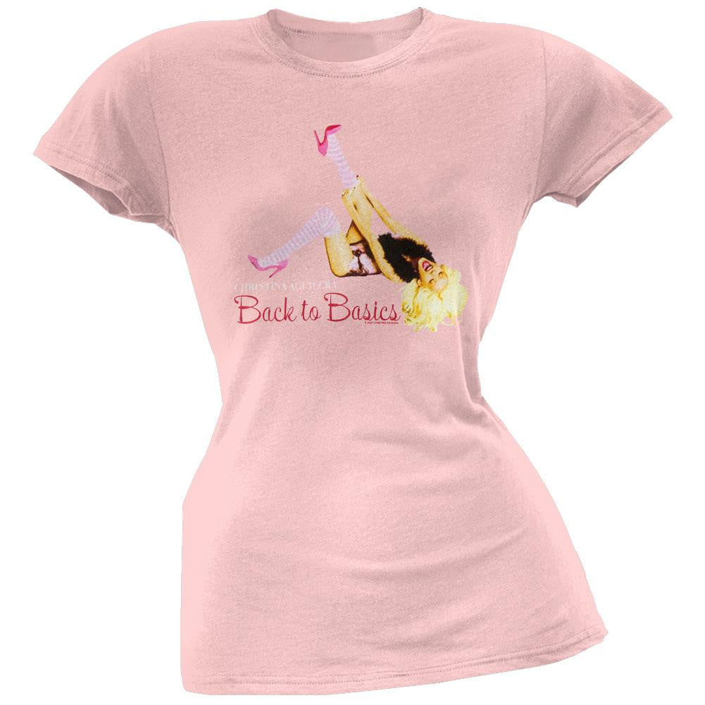 Christina Aguilera - Striped Socks Juniors T-Shirt Juniors T-Shirts Christina Aguilera LG Pink
