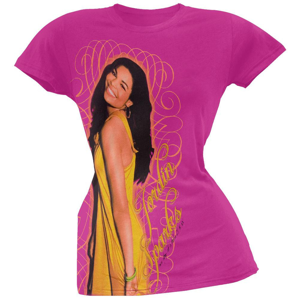 Jordin Sparks - Yellow Dress Juniors T-Shirt Juniors T-Shirts Jordin Sparks LG Pink