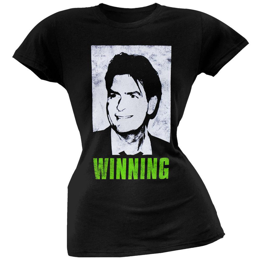 Charlie Sheen - Winning Juniors T-Shirt Juniors T-Shirts Charlie Sheen LG Black