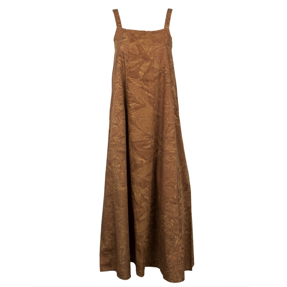 Watercolor Bali Batik Juniors Dress -Brown, MD / Gold