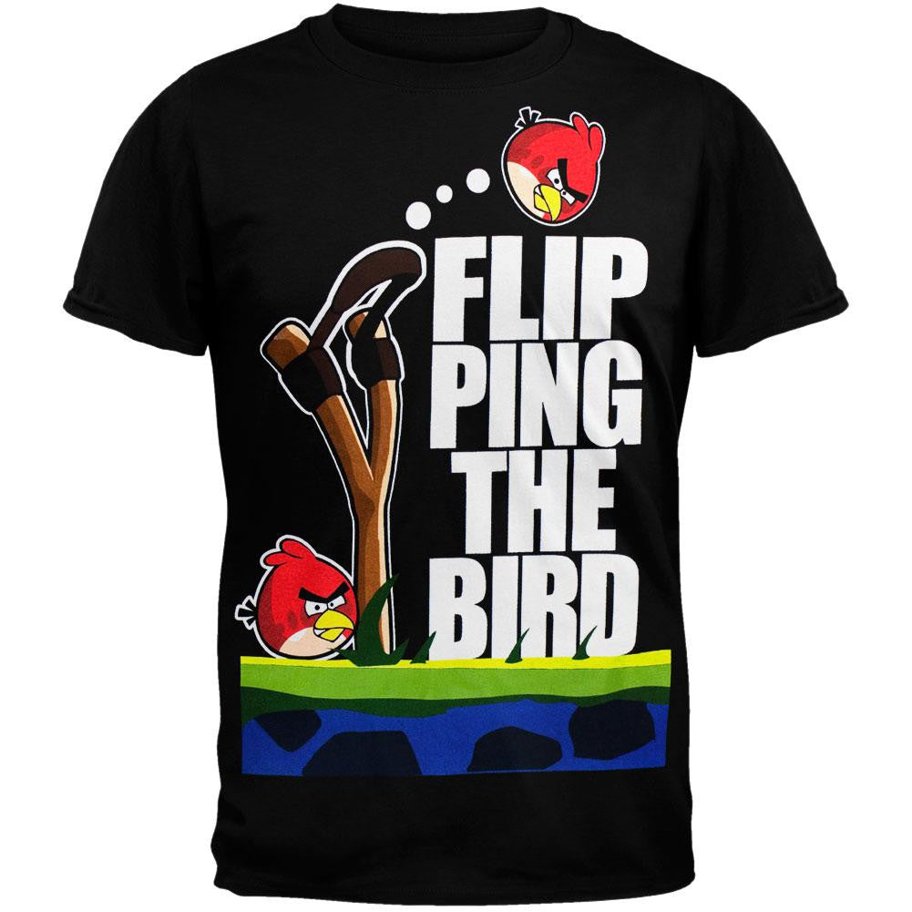 Angry Birds - Bird Flip Soft T-Shirt Men's T-Shirts Angry Birds SM Black