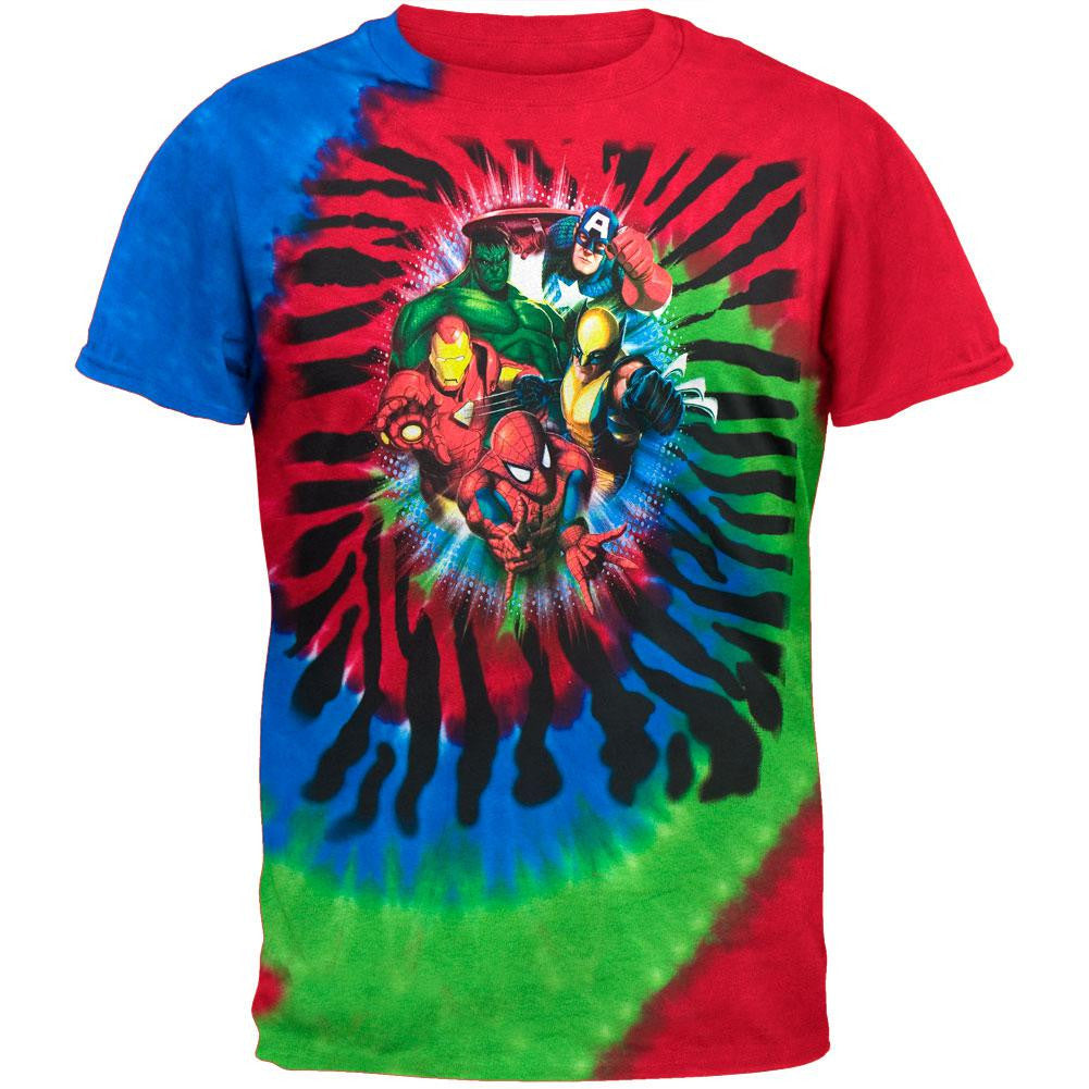 Marvel Heroes - Battle Tie Dye T-Shirt Men's T-Shirts Marvel MD Multi