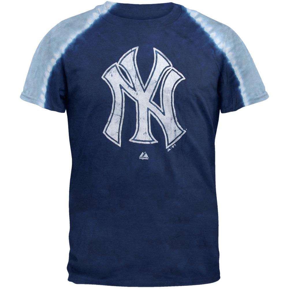 New York Yankees - Logo Pleated Tie Dye T-Shirt Men's T-Shirts New York Yankees 2XL Blue
