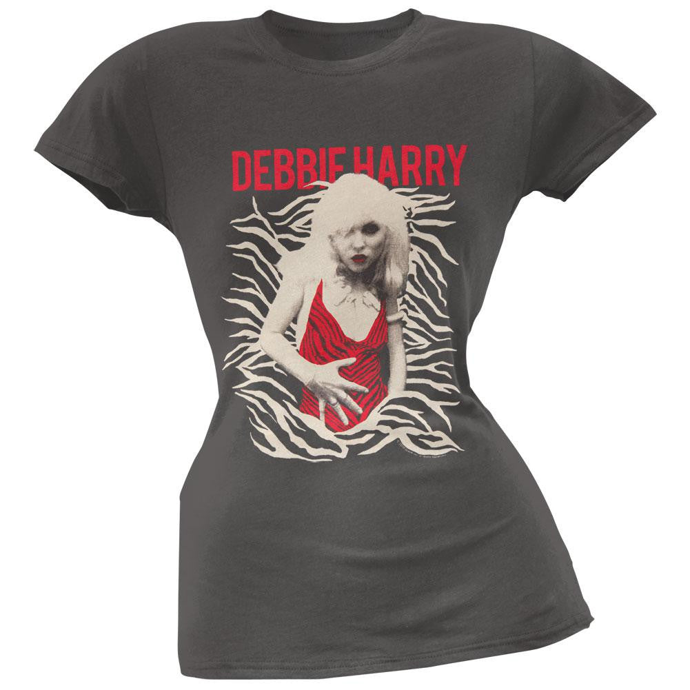 Debbie Harry - Red Zebra Juniors T-Shirt Juniors T-Shirts Blondie LG Grey