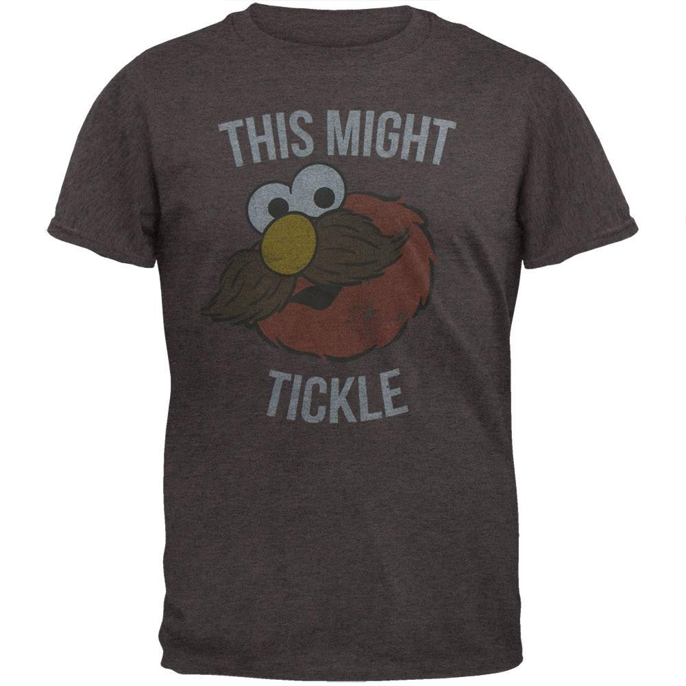 Sesame Street - Elmo Might Tickle Soft T-Shirt Men's T-Shirts Sesame Street SM Grey