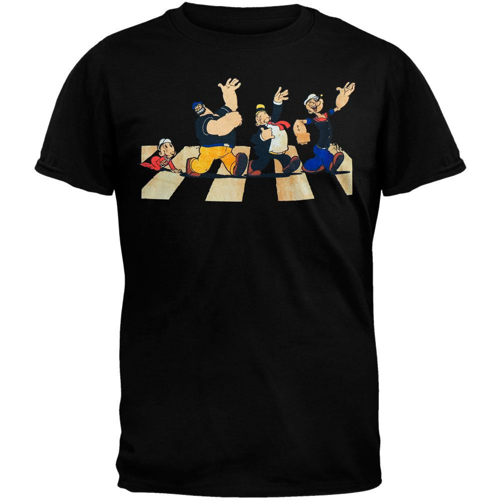 Popeye - Single File Line Soft T-Shirt Men's T-Shirts Popeye 2XL Black