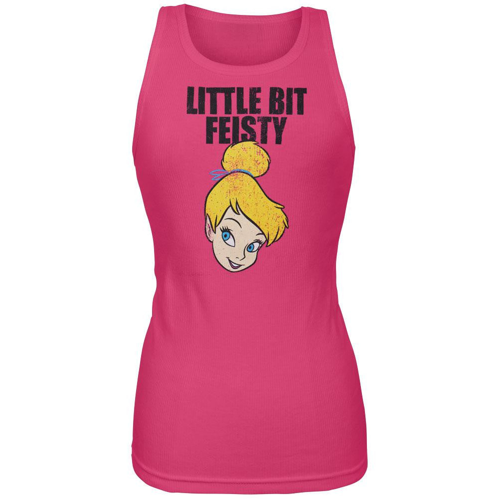 Tinkerbell - Little Bit Feisty Juniors Tank Top Juniors Tank Tops Tinkerbell LG Pink