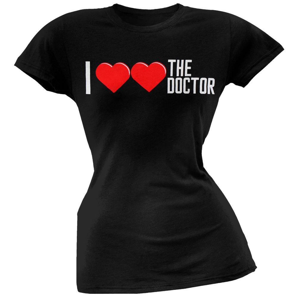 Doctor Who - I Double Heart DW Juniors T-Shirt Juniors T-Shirts Doctor Who XL Black