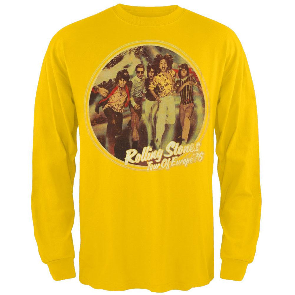 Rolling Stones - Tour Of Europe 76 Long Sleeve T-Shirt Men's Long Sleeves Rolling Stones SM Yellow