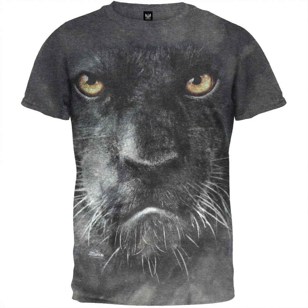 Black Panther Face T-Shirt Men's T-Shirts Old Glory SM Grey
