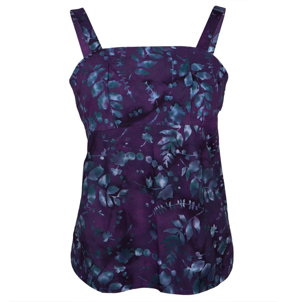 Hand-Printed Bali Batik Juniors Tank Top Juniors Tank Tops Old Glory LG Purple