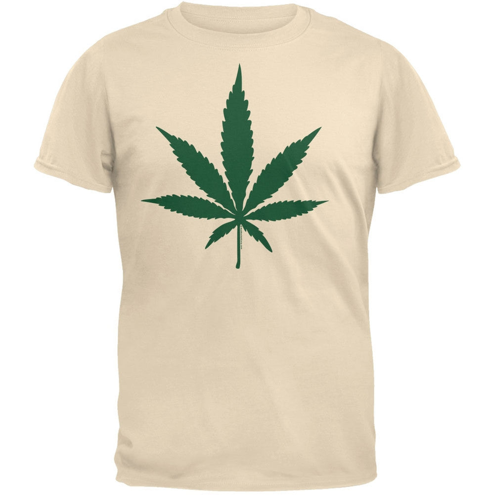 Pot Leaf Khaki T-Shirt Men's T-Shirts Old Glory 2XL Off-White