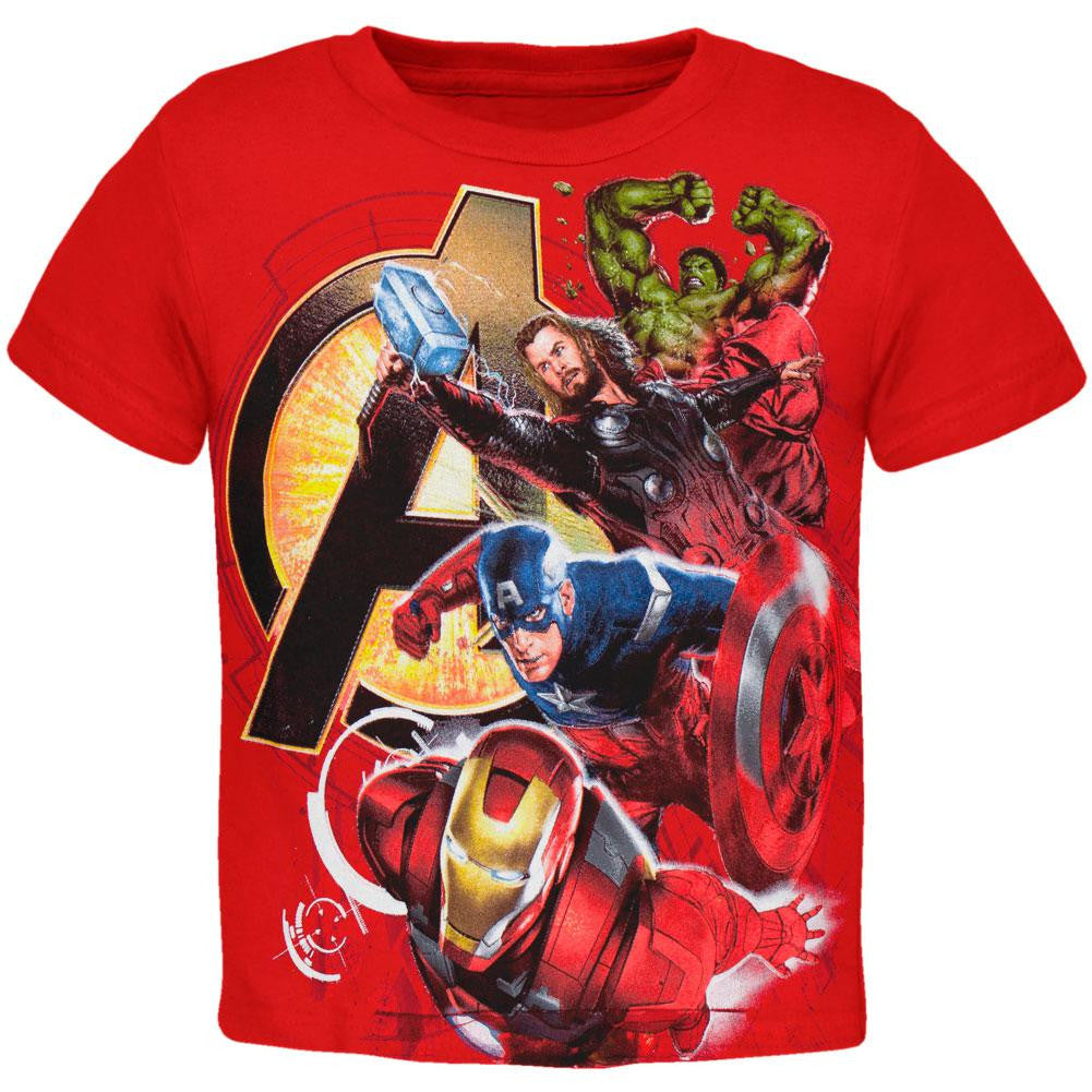 Avengers - Assemble Heroes Juvy T-Shirt Juvenile T-Shirts The Avengers LG Red