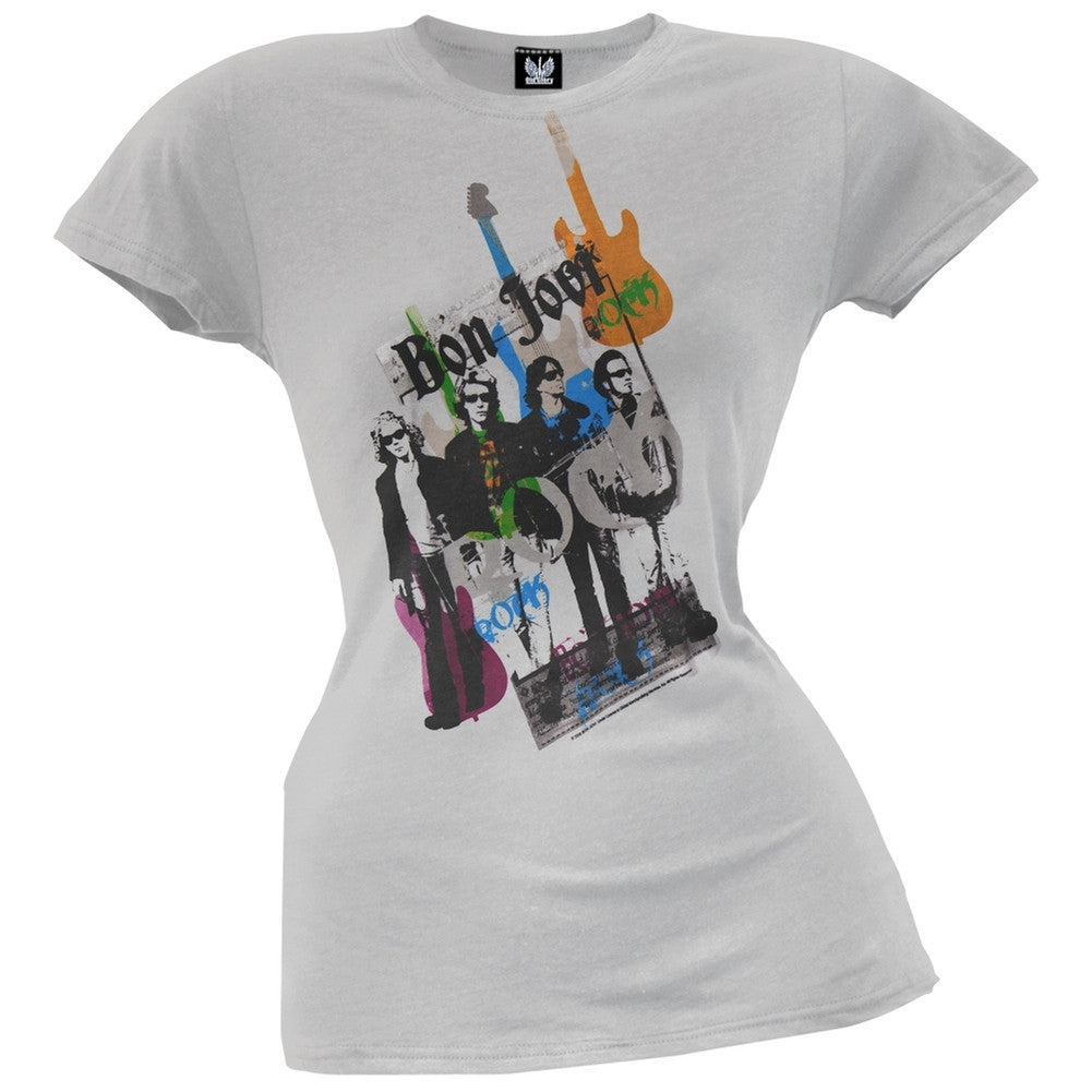 Bon Jovi - Color Rock Juniors T-Shirt Juniors T-Shirts Bon Jovi