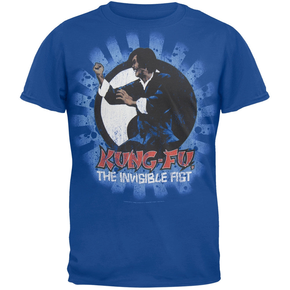 Kung Fu - The Invisible Fist Soft T-Shirt Men's T-Shirts Classic Martial Arts SM Blue