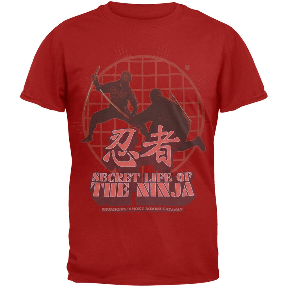 Secret Life Of The Ninja - Battle Soft T-Shirt Men's T-Shirts Classic Martial Arts SM Red