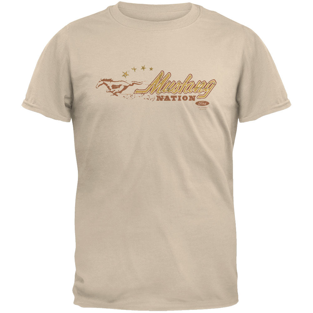 Ford - Ballad Mustang Nation Tan Adult T-Shirt Men's T-Shirts Old Glory LG Tan