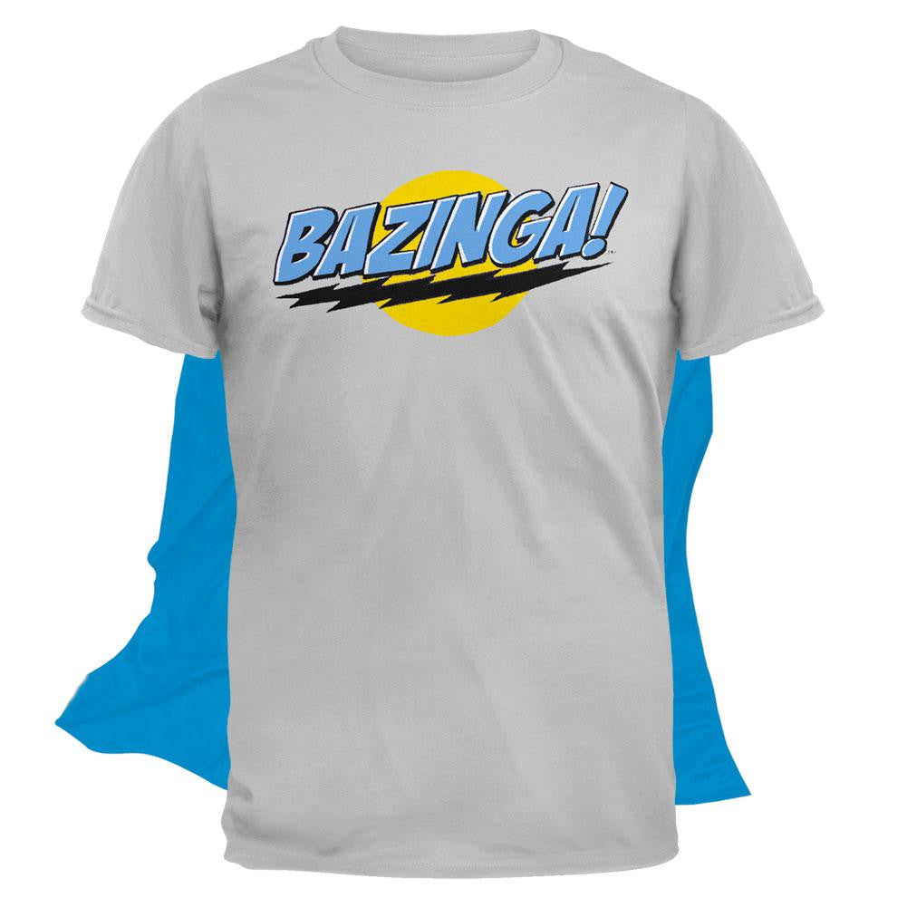 Big Bang Theory - Bazinga T-Shirt With Cape Men's T-Shirts Big Bang Theory SM Grey