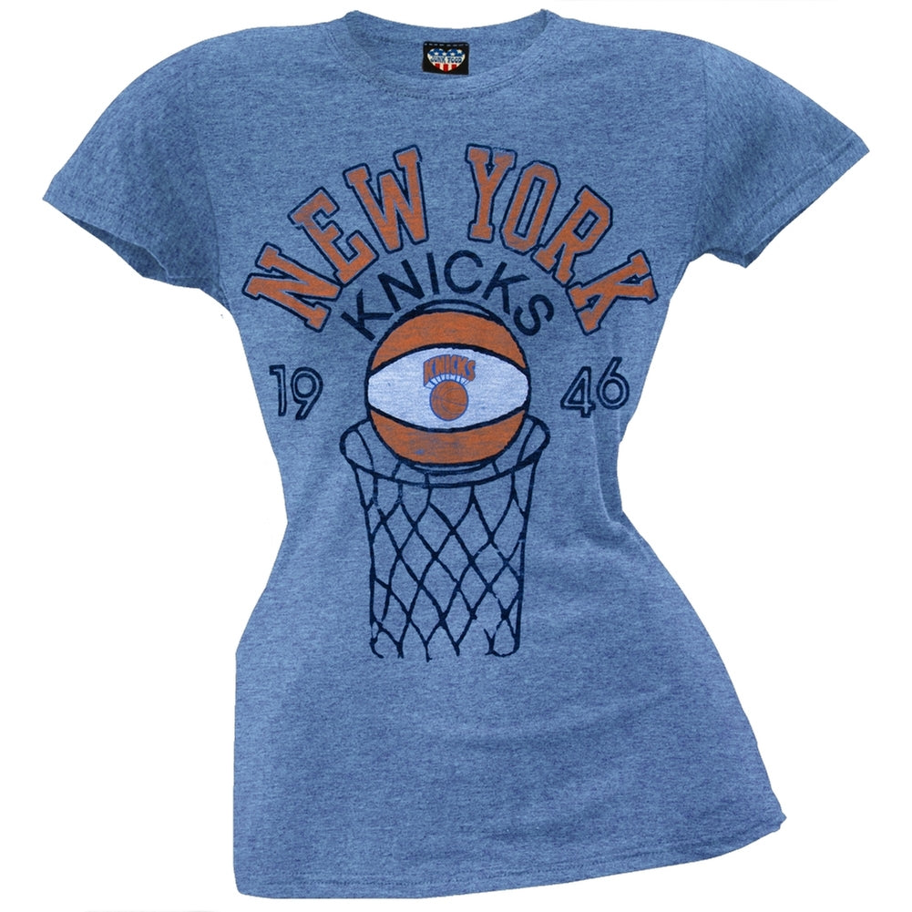 New York Knicks - 1946 Net Logo Juniors T-Shirt Juniors T-Shirts New York Knicks LG Blue