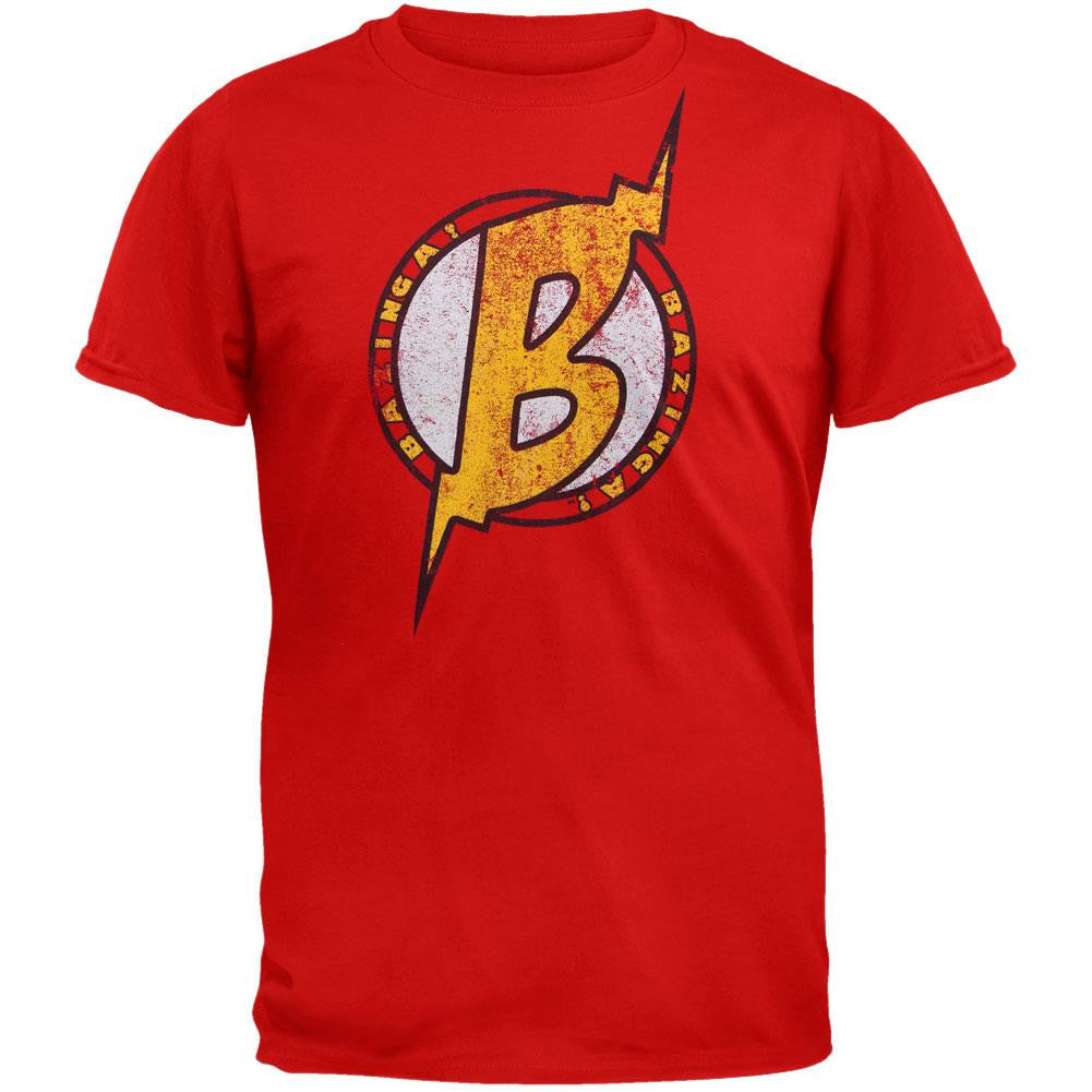 Big Bang Theory - Bazinga Superhero Logo T-Shirt Men's T-Shirts Big Bang Theory SM Red