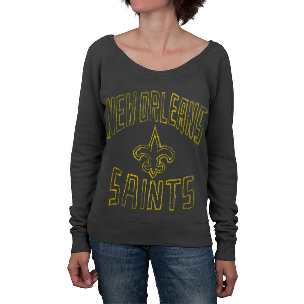 New Orleans Saints - Logo Off Shoulder Juniors Sweatshirt Juniors Sweatshirts New Orleans Saints LG Black
